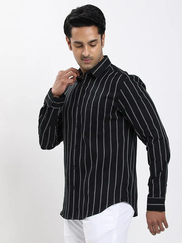 Men's Striped Full Sleeves Cotton Shirt - Image 2