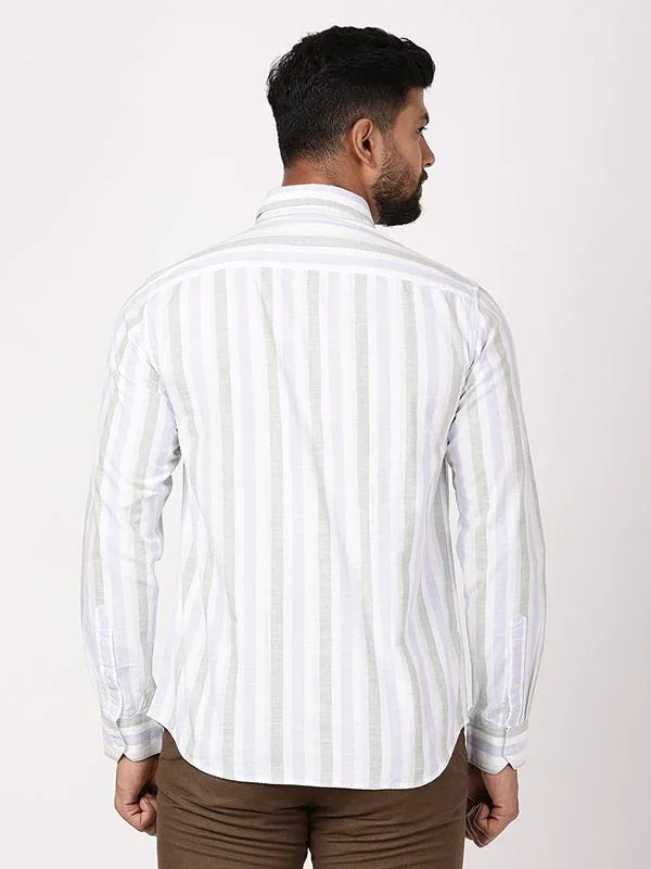 Men's Striped Full Sleeves Cotton Shirt - Image 4