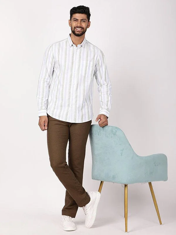 Men's Striped Full Sleeves Cotton Shirt - Image 5
