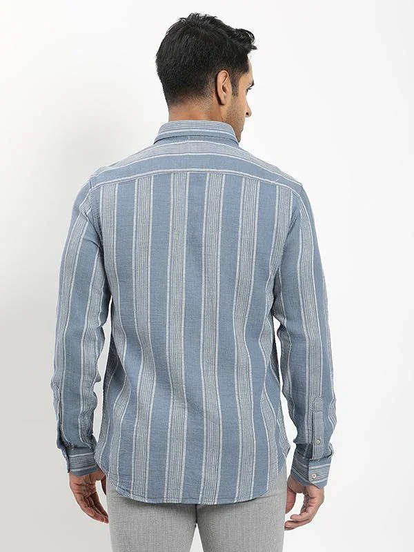 Men's Striped Full Sleeves Cotton Shirt - Image 10