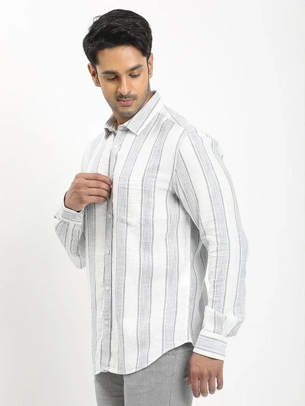 Men's Striped Full Sleeves Cotton Shirt - Image 2