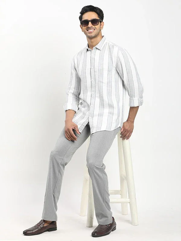 Men's Striped Full Sleeves Cotton Shirt - Image 4