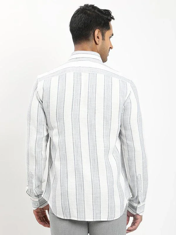 Men's Striped Full Sleeves Cotton Shirt - Image 5