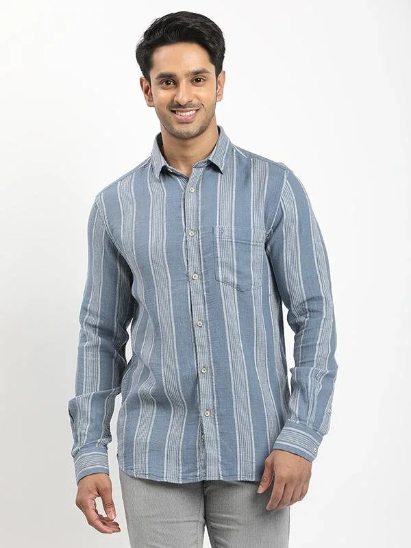 Men's Striped Full Sleeves Cotton Shirt - Image 6