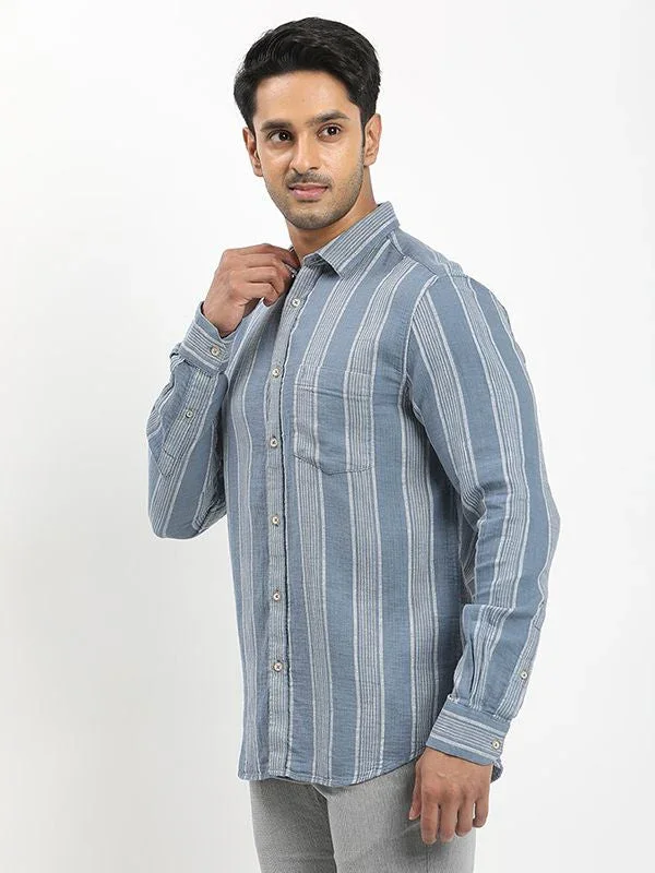 Men's Striped Full Sleeves Cotton Shirt - Image 7