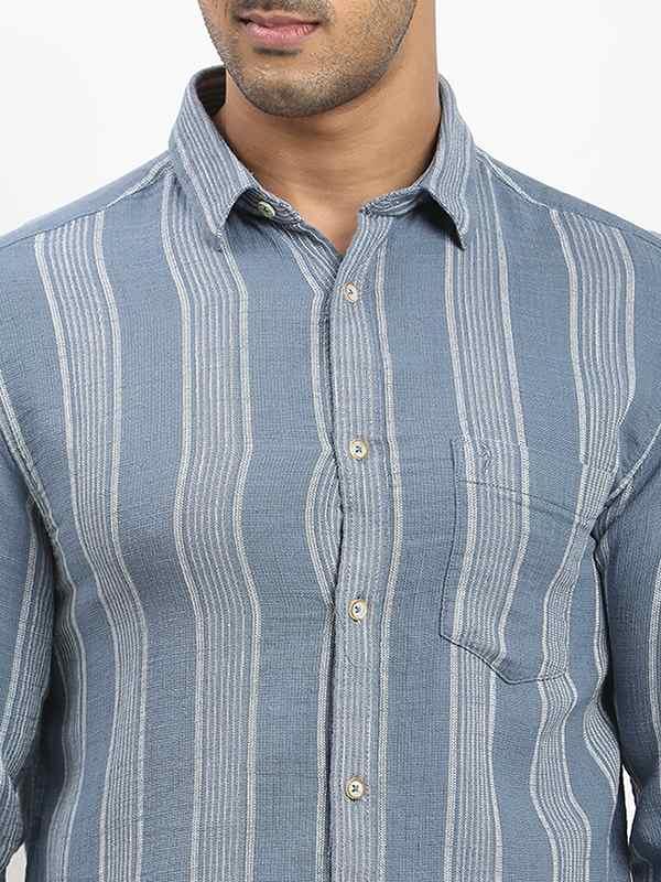 Men's Striped Full Sleeves Cotton Shirt - Image 8