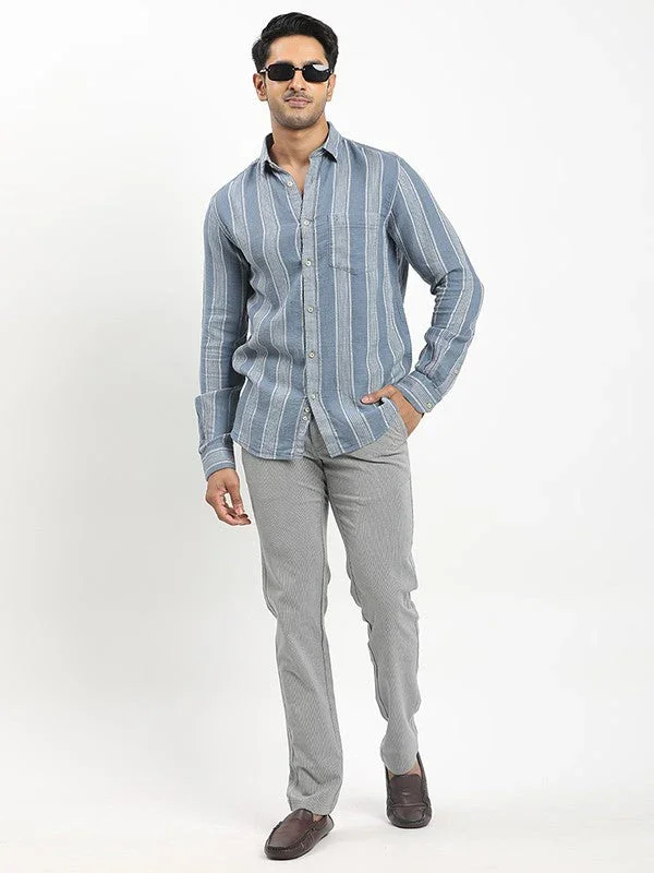Men's Striped Full Sleeves Cotton Shirt - Image 9