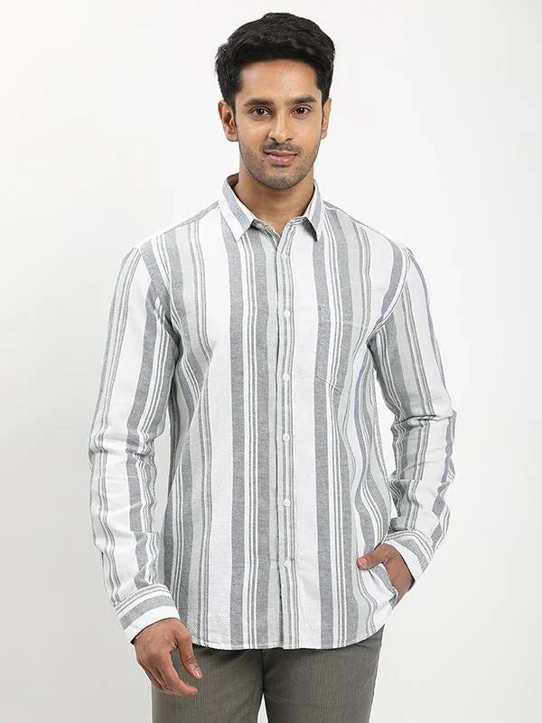 Men's Striped Full Sleeves Cotton Shirt