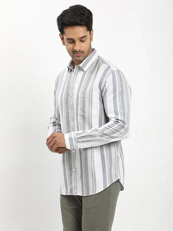 Men's Striped Full Sleeves Cotton Shirt - Image 2
