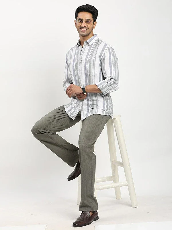 Men's Striped Full Sleeves Cotton Shirt - Image 4
