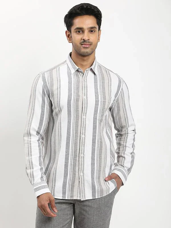 Men's Striped Full Sleeves Cotton Shirt - Image 6