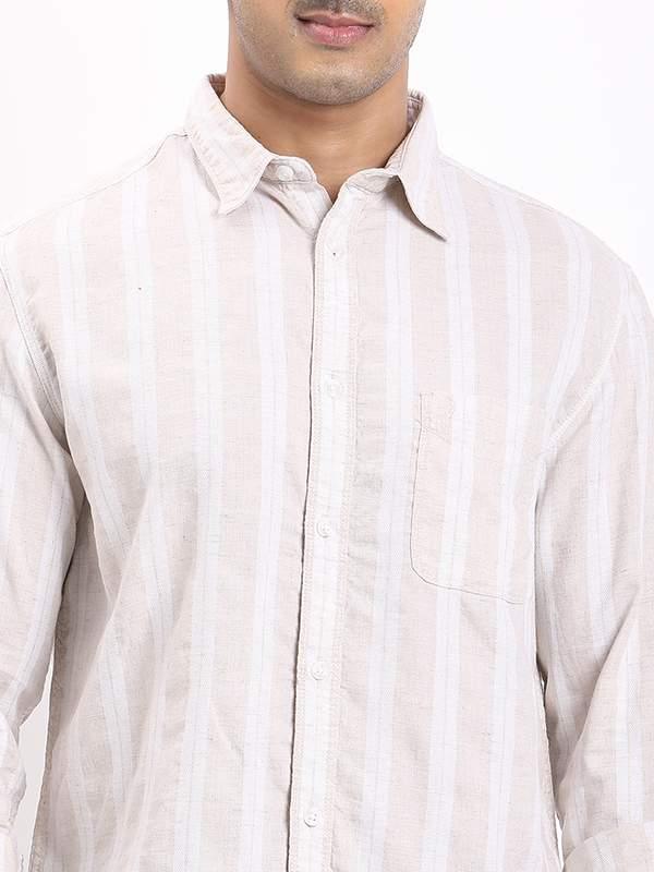 Men's Striped Full Sleeves Linen Blend Shirt - Image 3