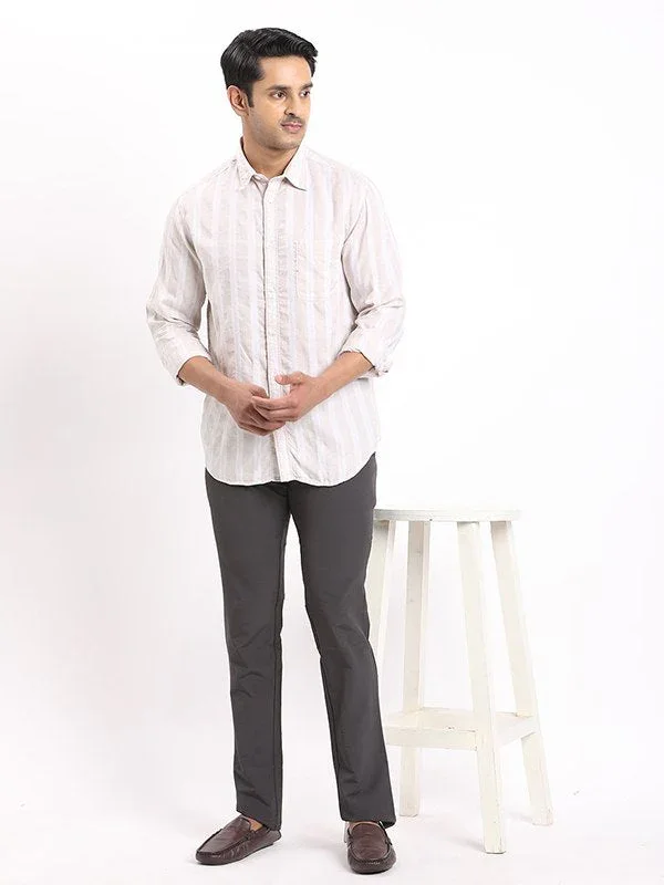 Men's Striped Full Sleeves Linen Blend Shirt - Image 5