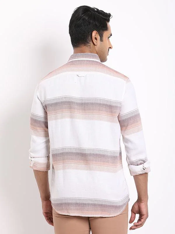 Men's Striped Full Sleeves Silk Shirt - Image 4