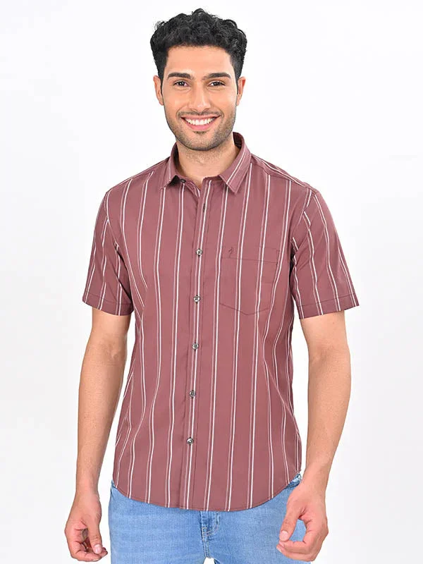 Men's Striped Half Sleeves Cotton Blend Shirt - Image 2