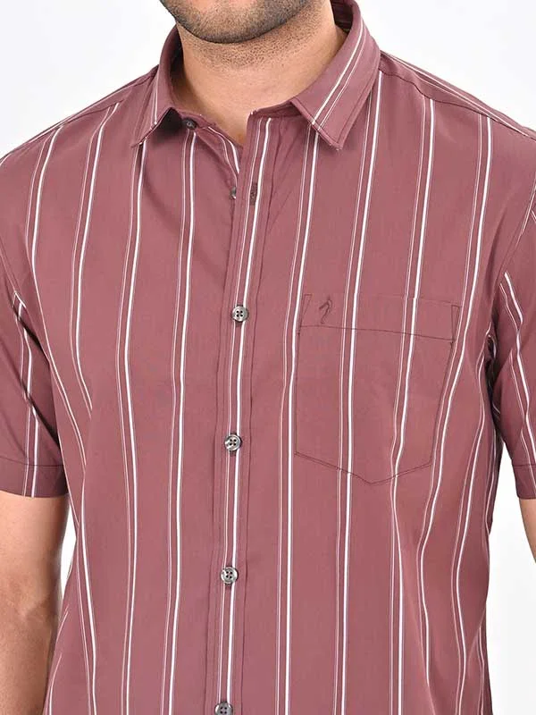 Men's Striped Half Sleeves Cotton Blend Shirt - Image 3