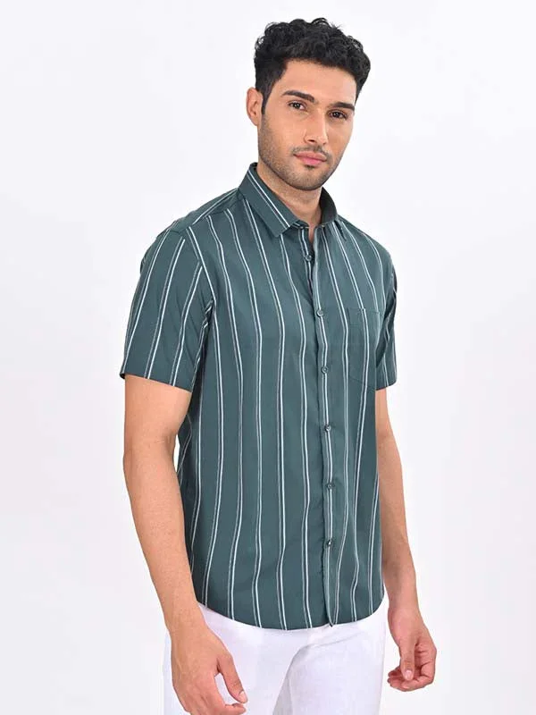 Men's Striped Half Sleeves Cotton Blend Shirt - Image 8