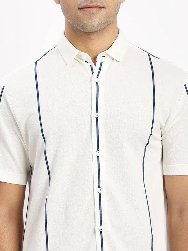Men's Striped Half Sleeves Cotton Blend Shirt - Image 3