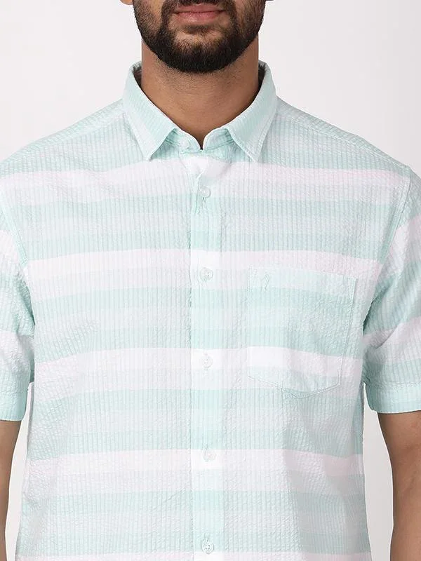 Men's Striped Half Sleeves Cotton Shirt - Image 3