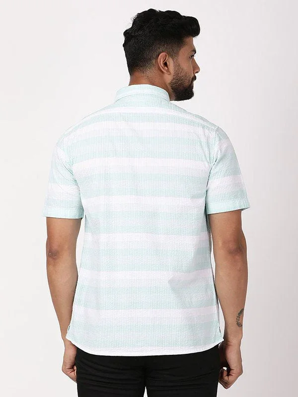 Men's Striped Half Sleeves Cotton Shirt - Image 4