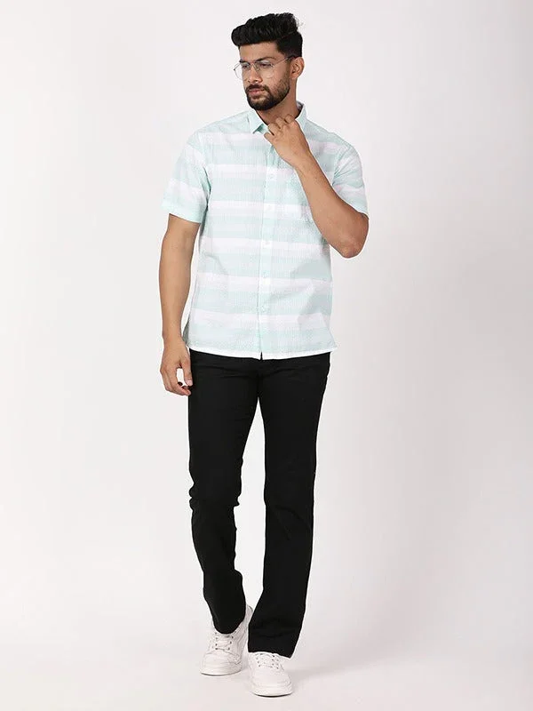 Men's Striped Half Sleeves Cotton Shirt - Image 5