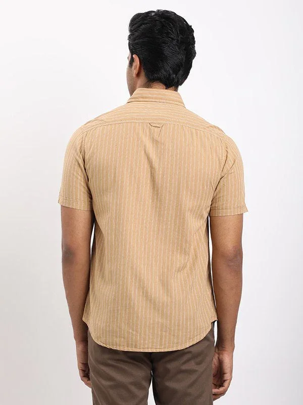 Men's Striped Half Sleeves Cotton Shirt - Image 3