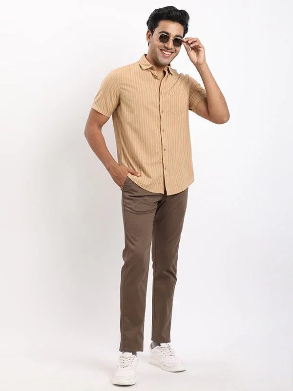 Men's Striped Half Sleeves Cotton Shirt - Image 4