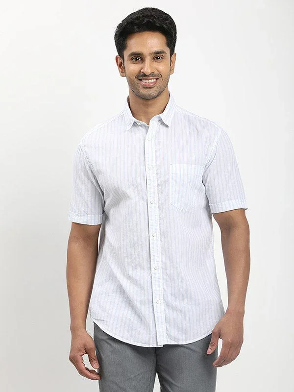Men's Striped Half Sleeves Cotton Shirt