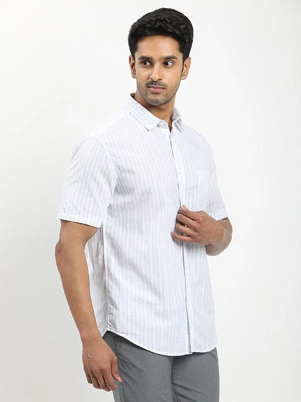 Men's Striped Half Sleeves Cotton Shirt - Image 2