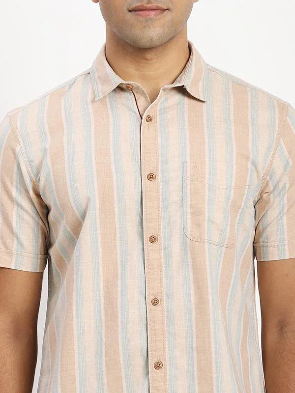 Men's Striped Half Sleeves Cotton Shirt - Image 3