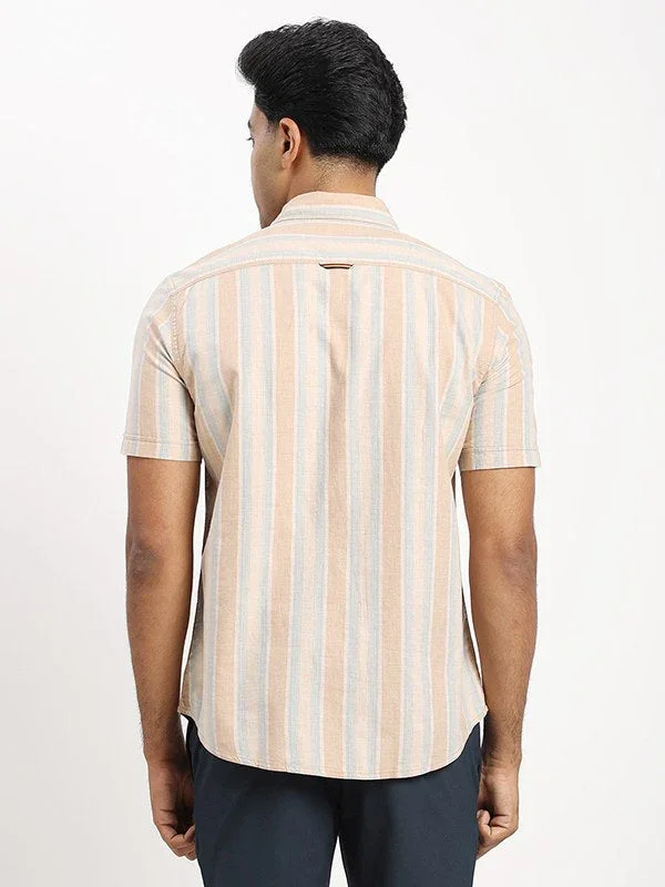 Men's Striped Half Sleeves Cotton Shirt - Image 4