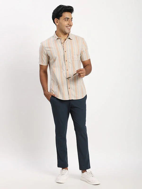 Men's Striped Half Sleeves Cotton Shirt - Image 5