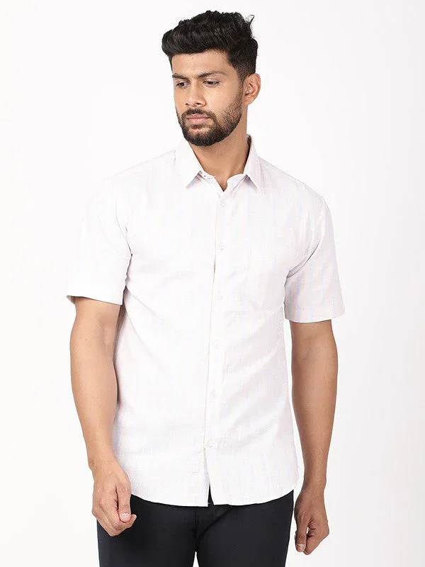 Men's Striped Half Sleeves Cotton Shirt