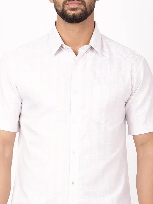 Men's Striped Half Sleeves Cotton Shirt - Image 3