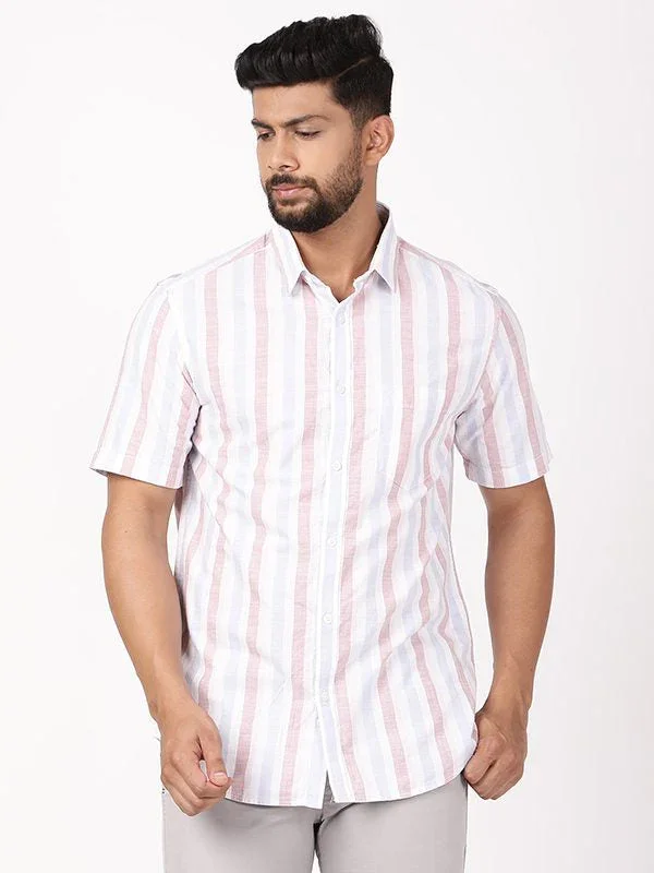 Men's Striped Half Sleeves Cotton Shirt