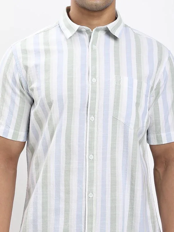 Men's Striped Half Sleeves Cotton Shirt - Image 3