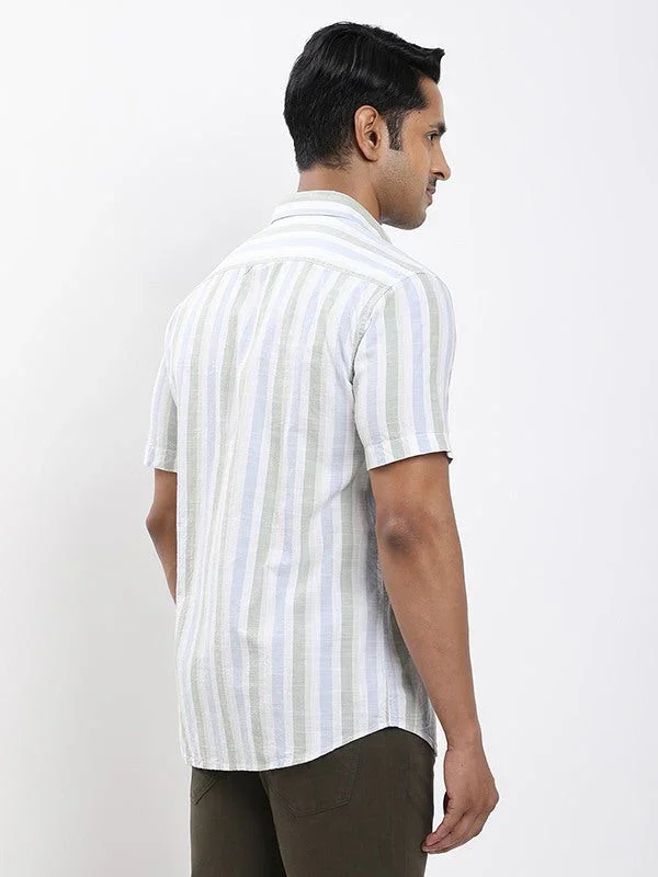 Men's Striped Half Sleeves Cotton Shirt - Image 4