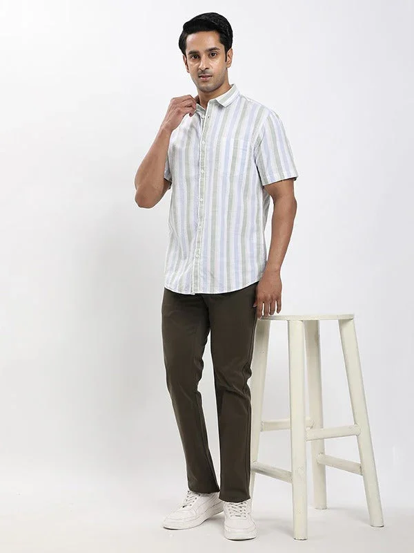 Men's Striped Half Sleeves Cotton Shirt - Image 5