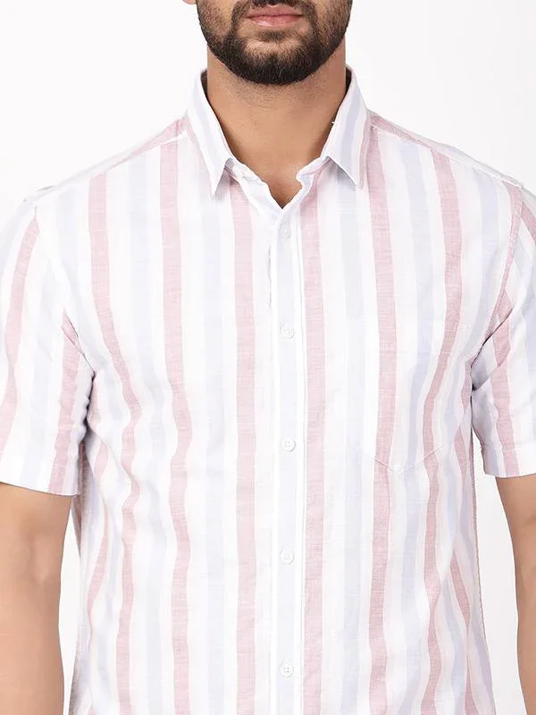 Men's Striped Half Sleeves Cotton Shirt - Image 3
