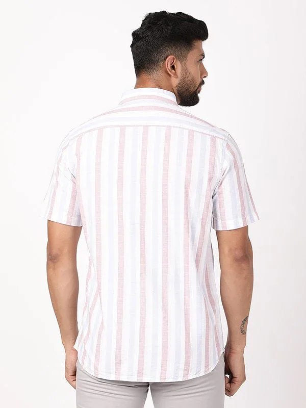 Men's Striped Half Sleeves Cotton Shirt - Image 4
