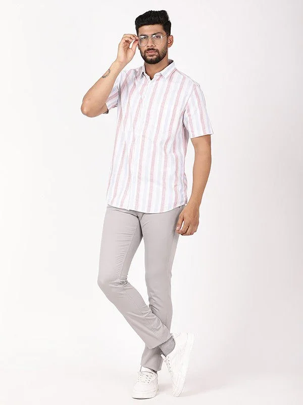 Men's Striped Half Sleeves Cotton Shirt - Image 5