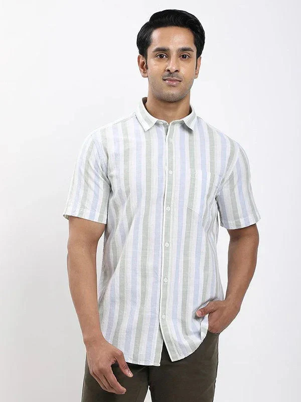 Men's Striped Half Sleeves Cotton Shirt - Image 6