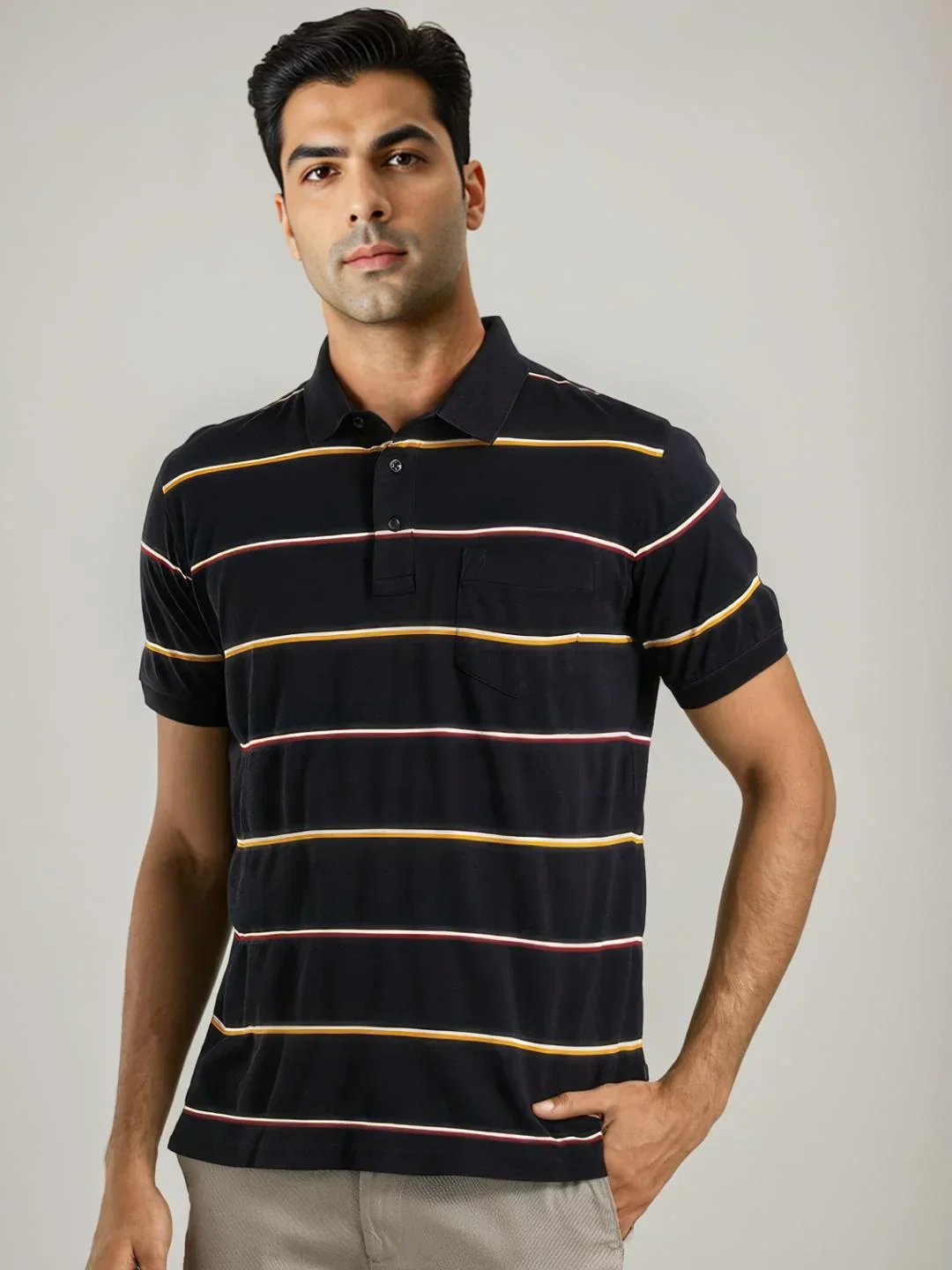 Men's Striped Polo T-Shirt - Image 2