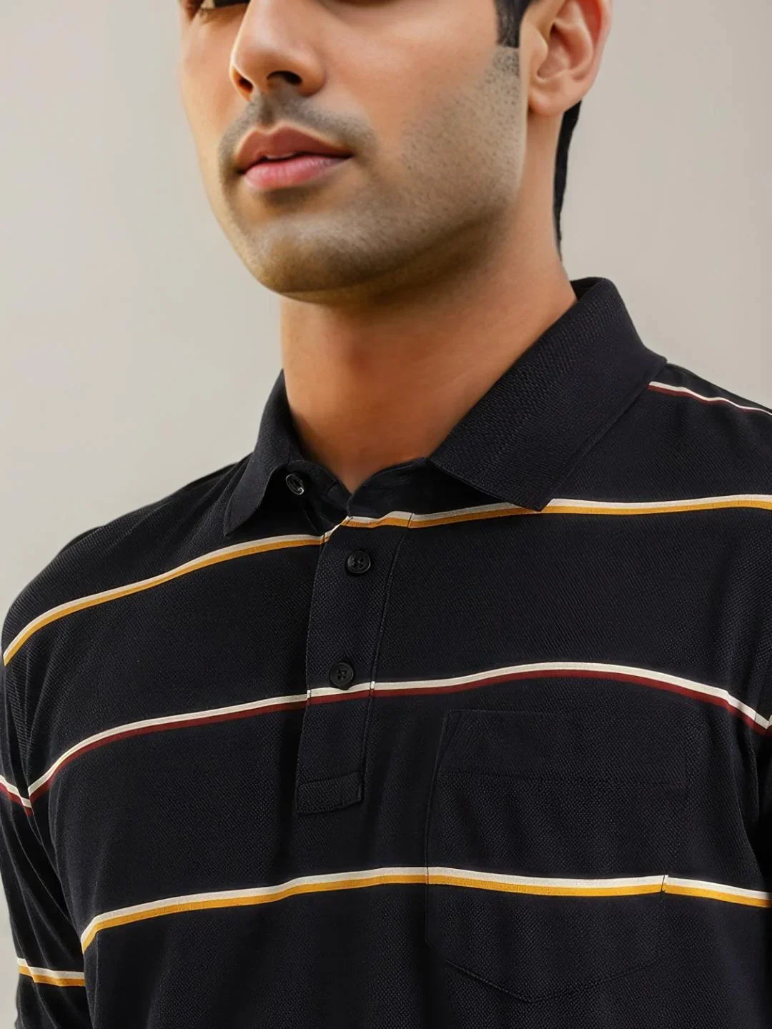 Men's Striped Polo T-Shirt - Image 3
