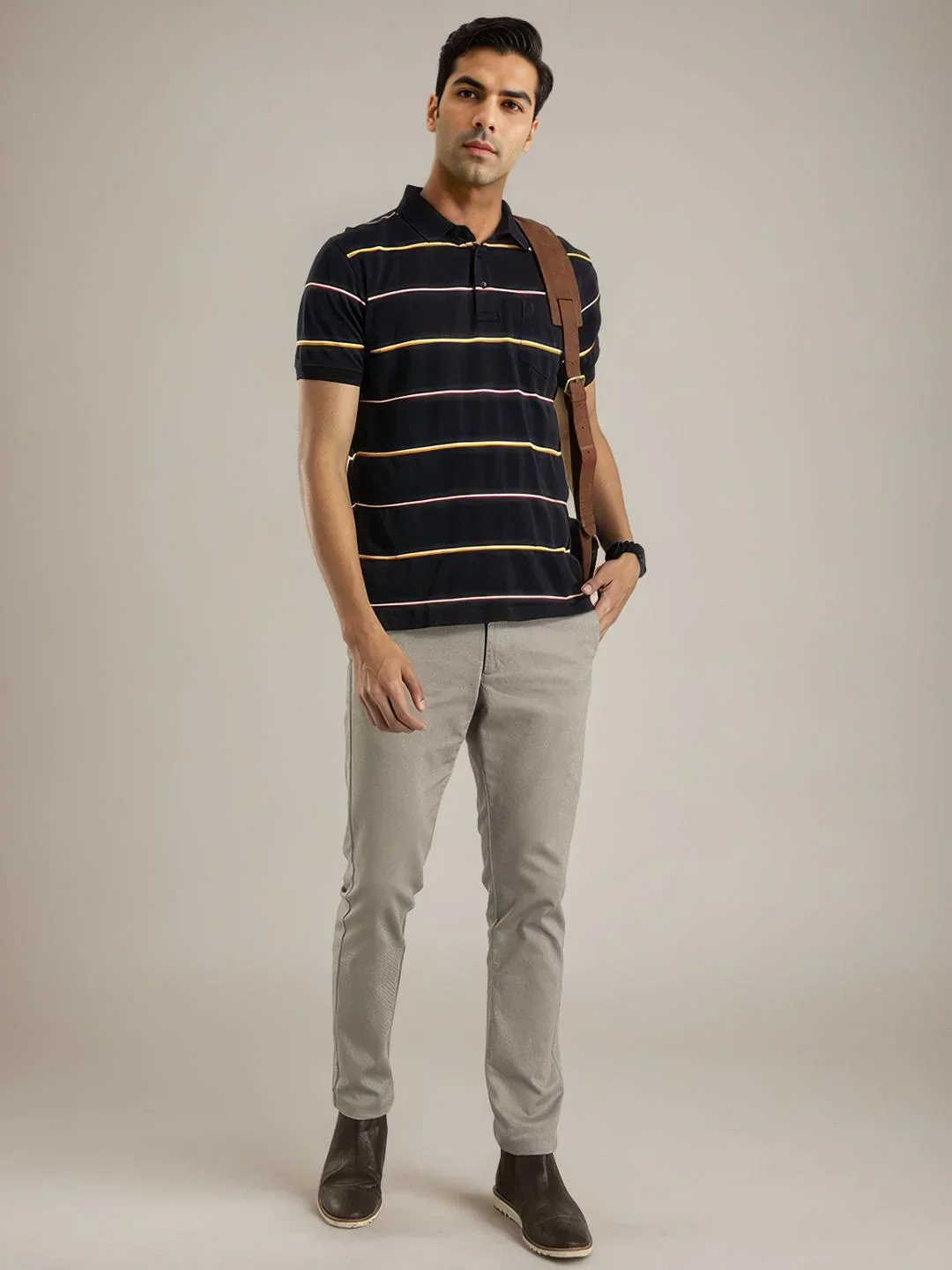 Men's Striped Polo T-Shirt - Image 4