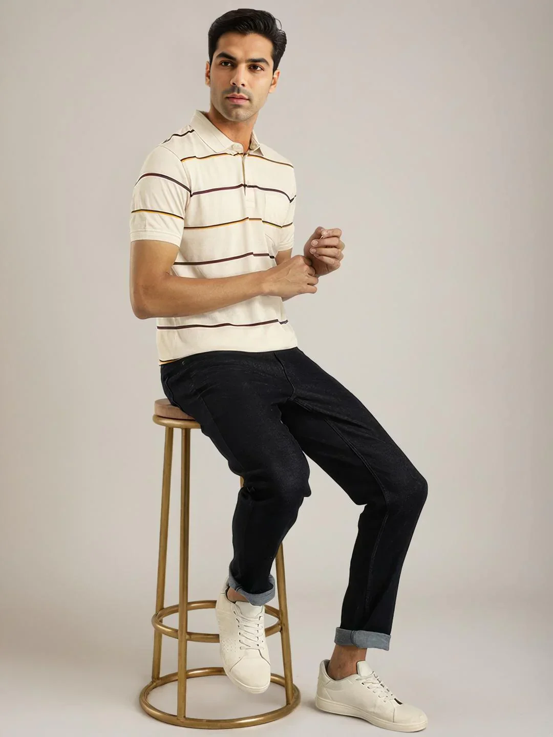 Men's Striped Polo T-Shirt - Image 8