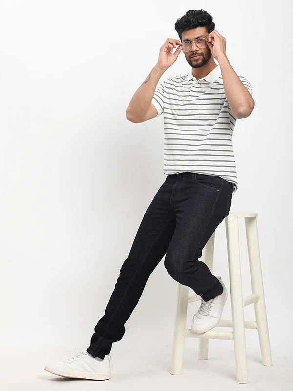 Men's Striped Polo T-shirt - Image 4