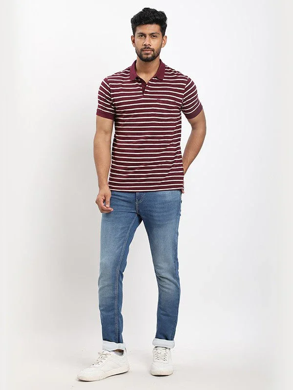 Men's Striped Polo T-shirt - Image 9