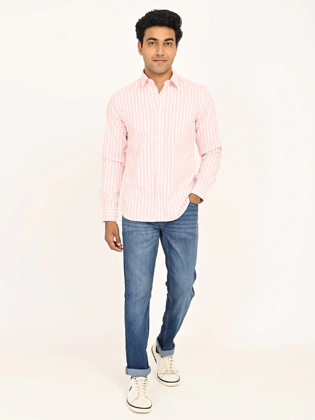 Men's Striped Full Sleeves Cotton Blend Shirt - Image 11