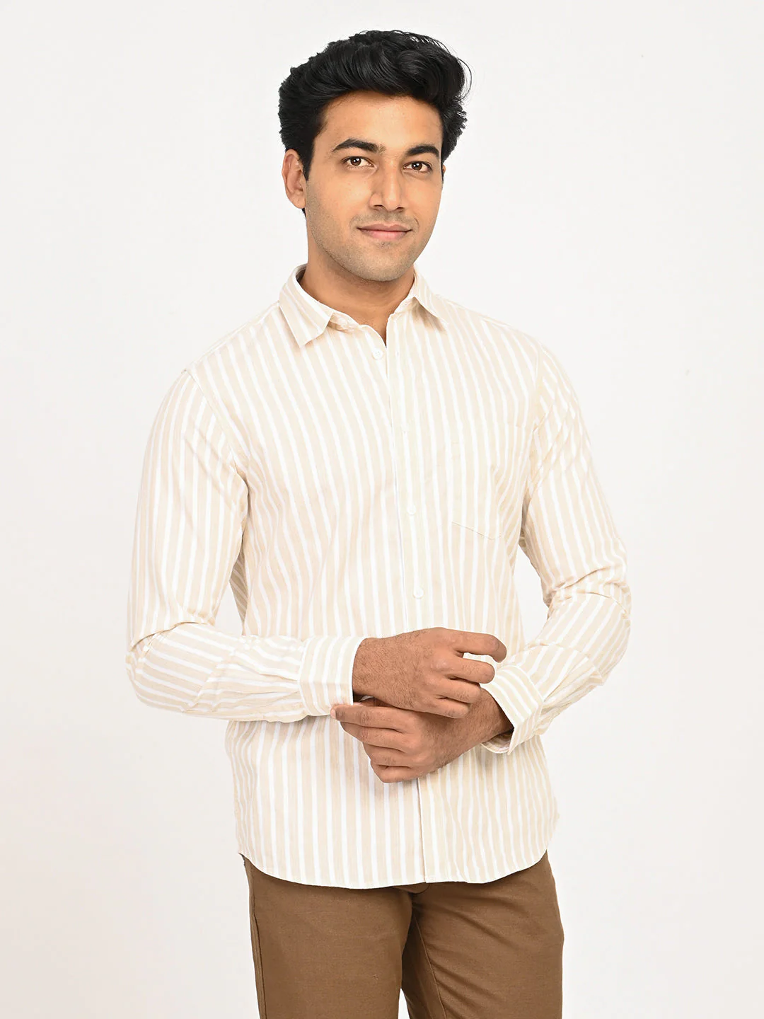 Men's Striped Full Sleeves Cotton Blend Shirt - Image 3